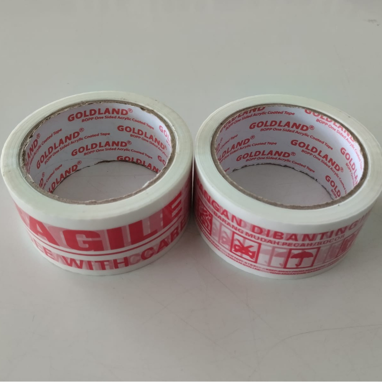 

Goldland Lakban Fragile Putih Ukuran 48mm x 50 yard Lakban Murah Berkualitas