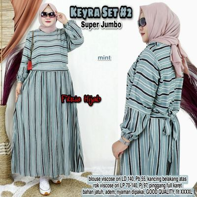 keyra-mint set stelan setelan 1set oneset baju pakaian kemeja shirt blouse bluse blus rok bawahan sa