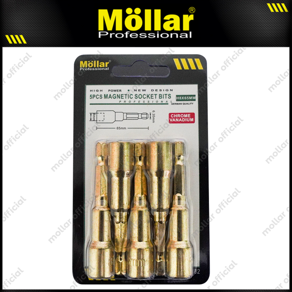 MOLLAR Mata Bor Baut Roofing Baja Ringan H8 x 65 mm Socket Bit - 1 Set