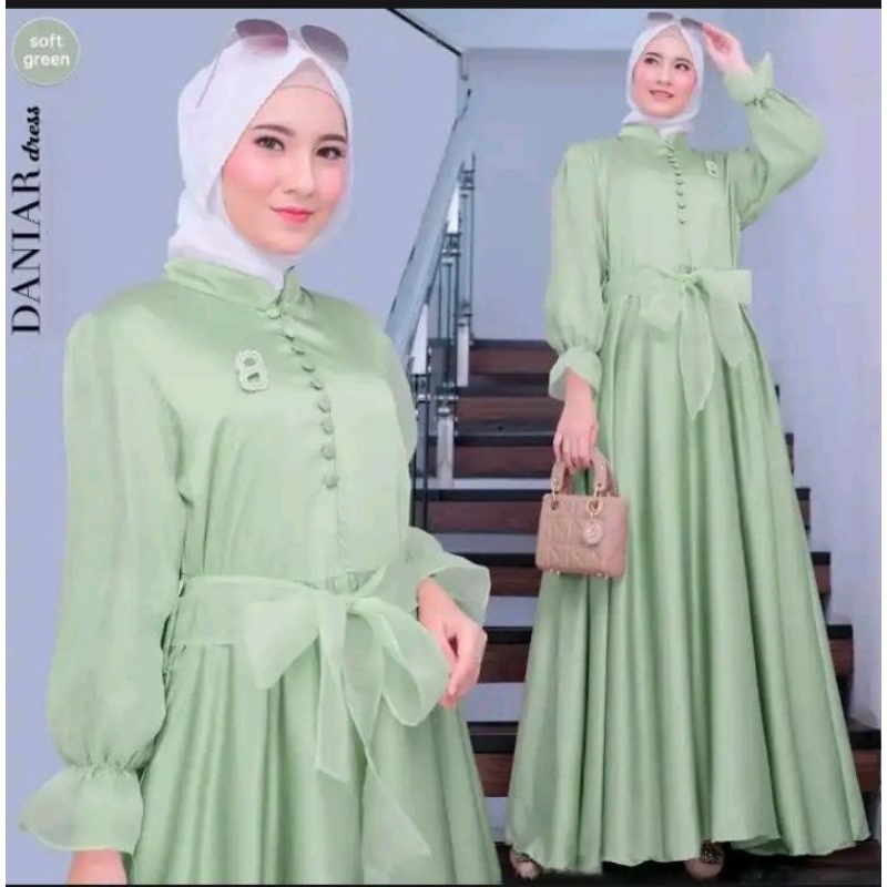 Daniara Dress Organza Kondangan Mewah Premium Import Luxury Gamis Polos Satin Maxmara Silk Wanita Re