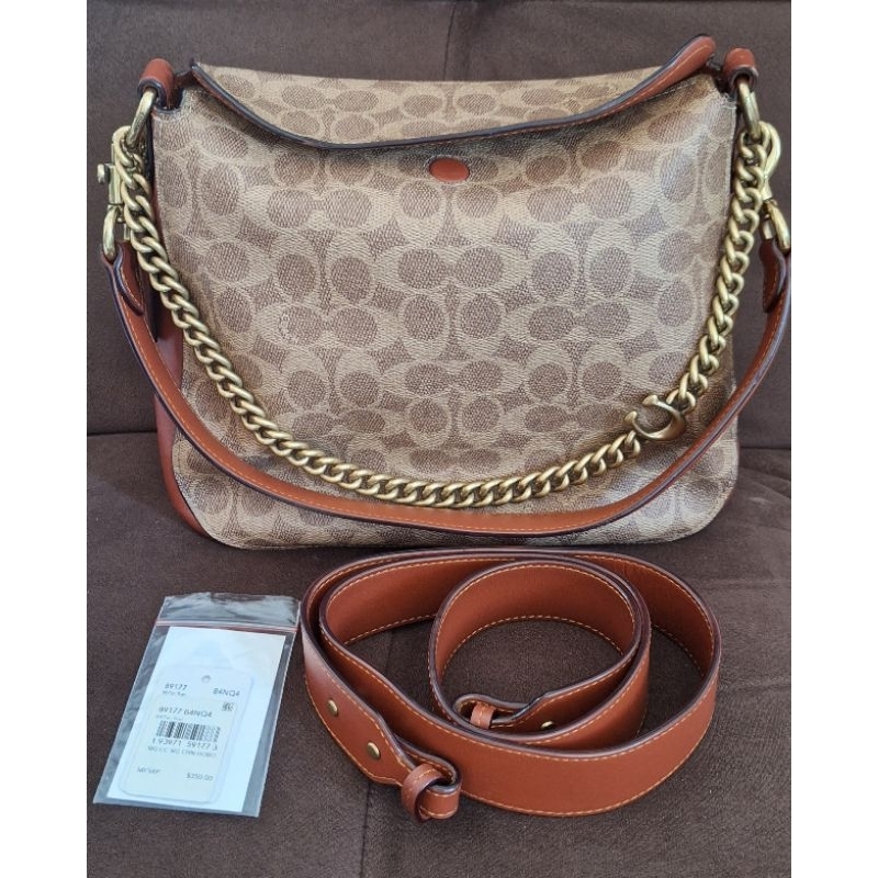 Coach chain hobo tan rust