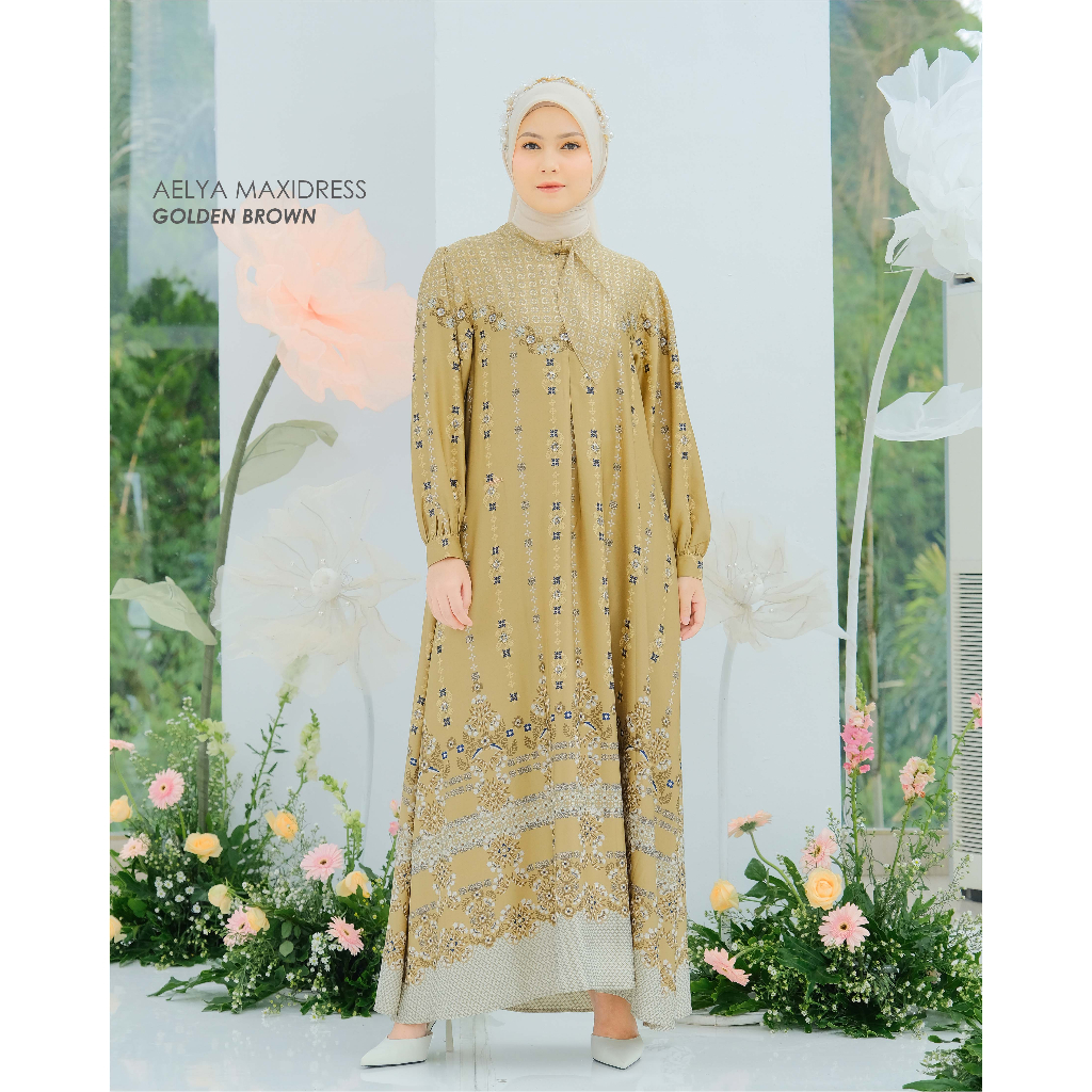 Mayoutfit Elysian Set Series Golden Brown | Sarimbit Lebaran Baju Muslim Raya Keluarga-Aelya Golden Brown