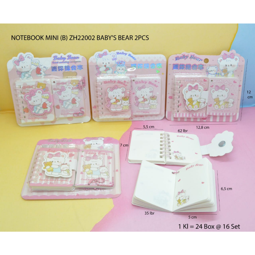 

Buku Catatan / Mini Notebook Motif Lucu Baby Bear Isi 2