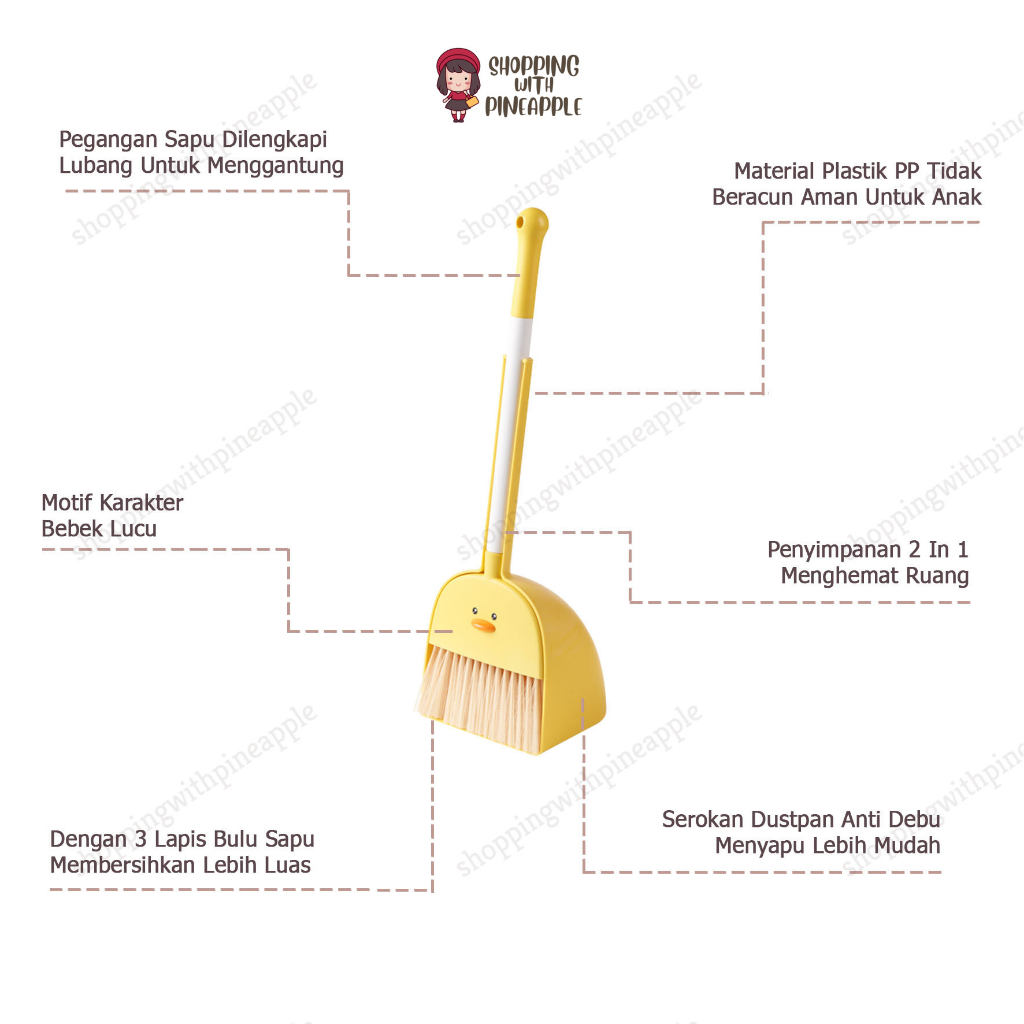 Ay00 SWP - Sapu Lantai Mini / Set Sapu Dengan Serokan Mini Anak Lucu / Sapu Lantai Duck