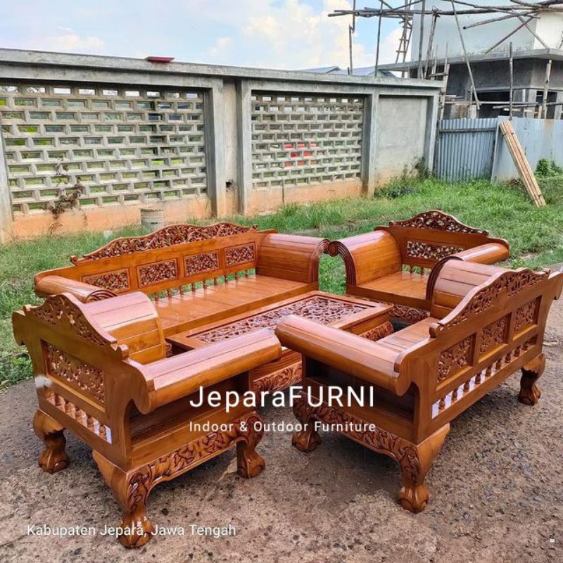 Kursi Tamu madura kaki macan kayu jati jepara