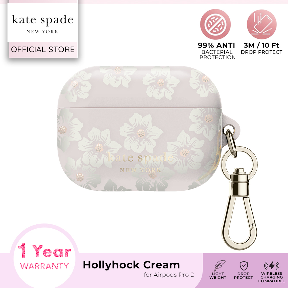 Kate Spade Case Airpods Pro 2 / 2nd Gen / Pro 1 - Hollyhock Cream Premium Casing