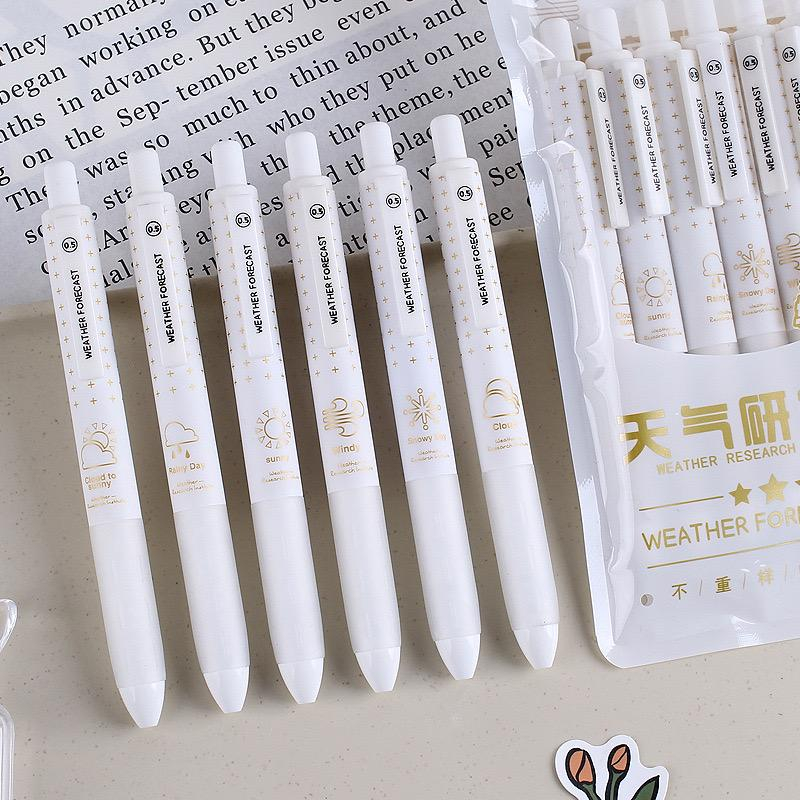

[randomstuff] Pena Cair Tinta Hitam Motif Weather Forecast Gelpen Putih Pulpen Cuaca White Gold Sunny Rainy Cloudy Pena Pencet Tinta Berkualitas Anti Macet Stationary Kit Aesthetic