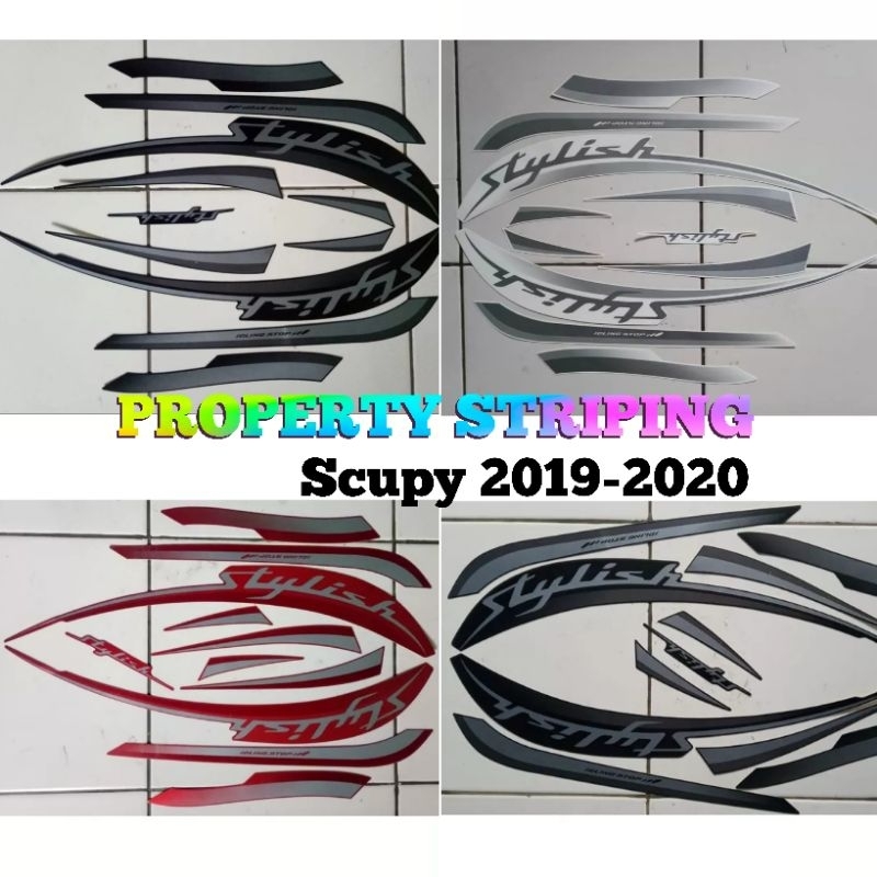 stiker Striping SCOOPY 2019-2020 (abu-abu_merah_hitam_putih)