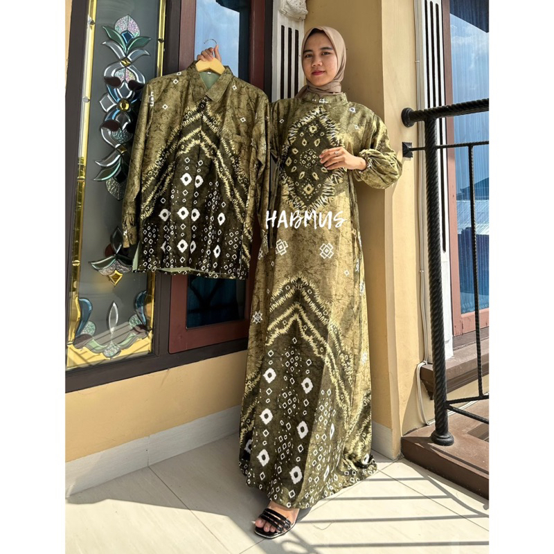 couple gamis jumputan palembang asli sutra silk