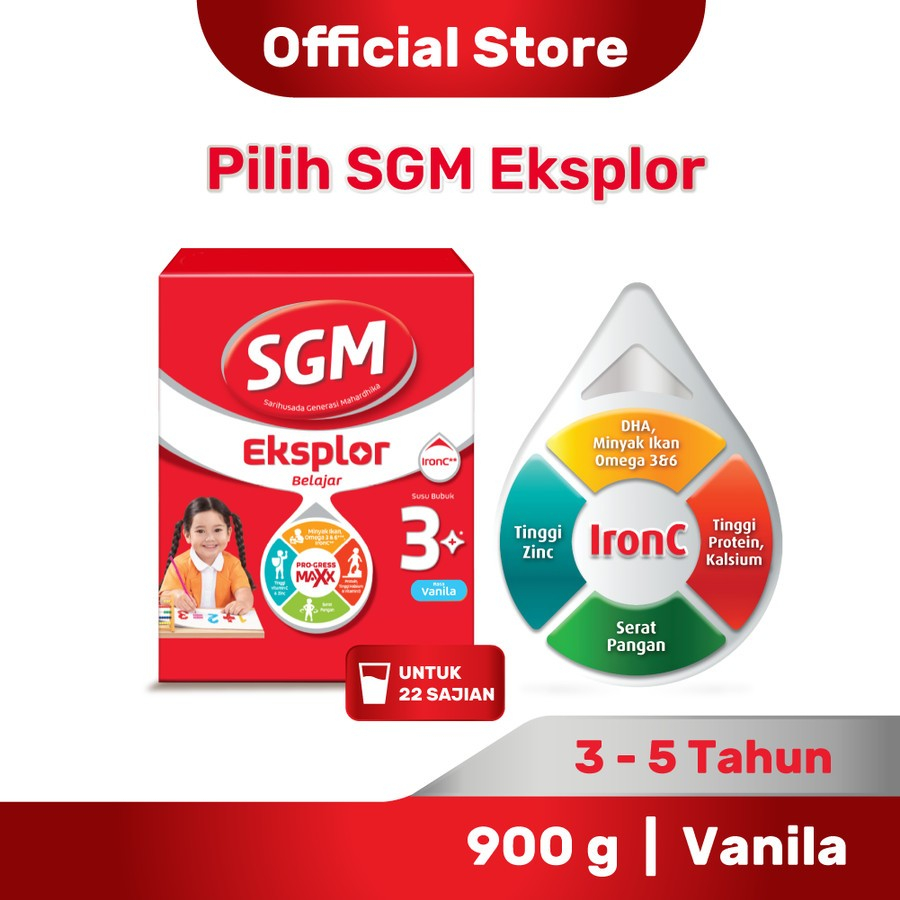 

SGM Eksplor 3+ dengan IronC Susu Bubuk Rasa Vanilla 900G