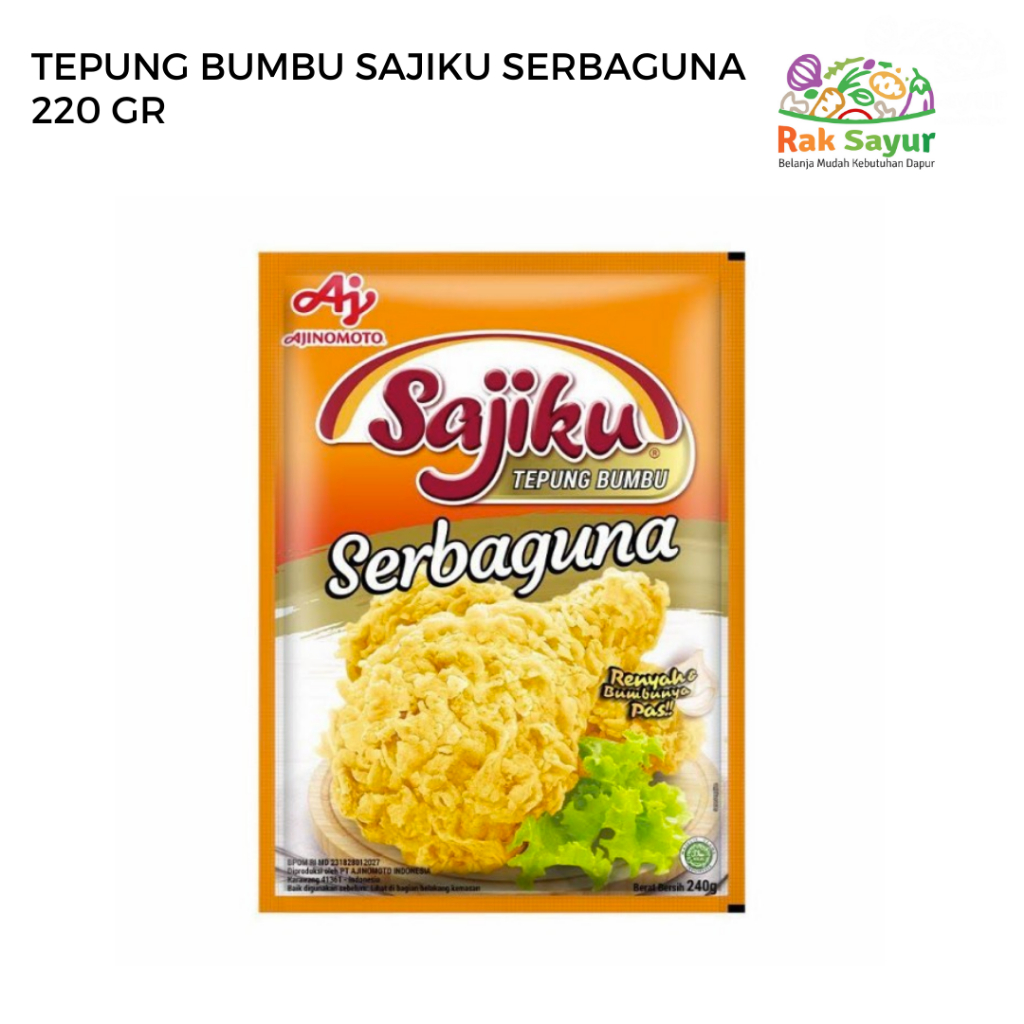 

Tepung Bumbu Sajiku Serbaguna 220 gr Rak Sayur Padang