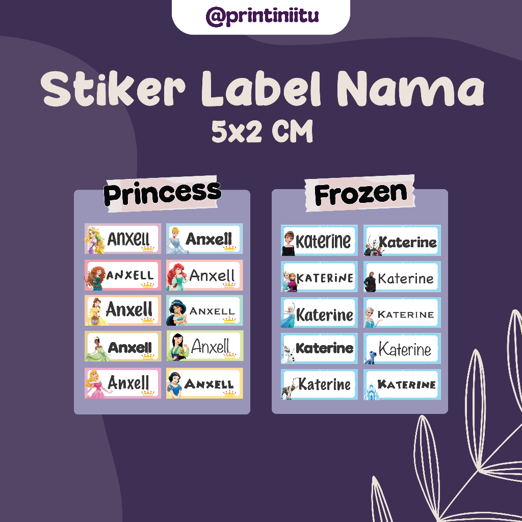 

Stiker Nama / Label Nama Anak Custom Karakter / Sticker Waterproof