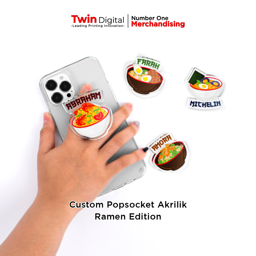 Twindigital Custom Popsocket Akrilik Edisi Ramen Pop Socket 3D Stand Hp - Hand Griptok Phone Holder