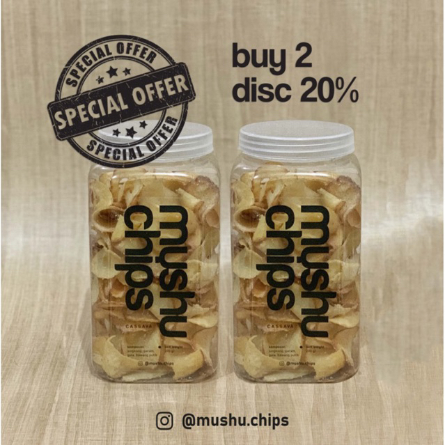 

Bundling Promo - 2 pack Mushu Chips Keripik Singkong (2x200gr)