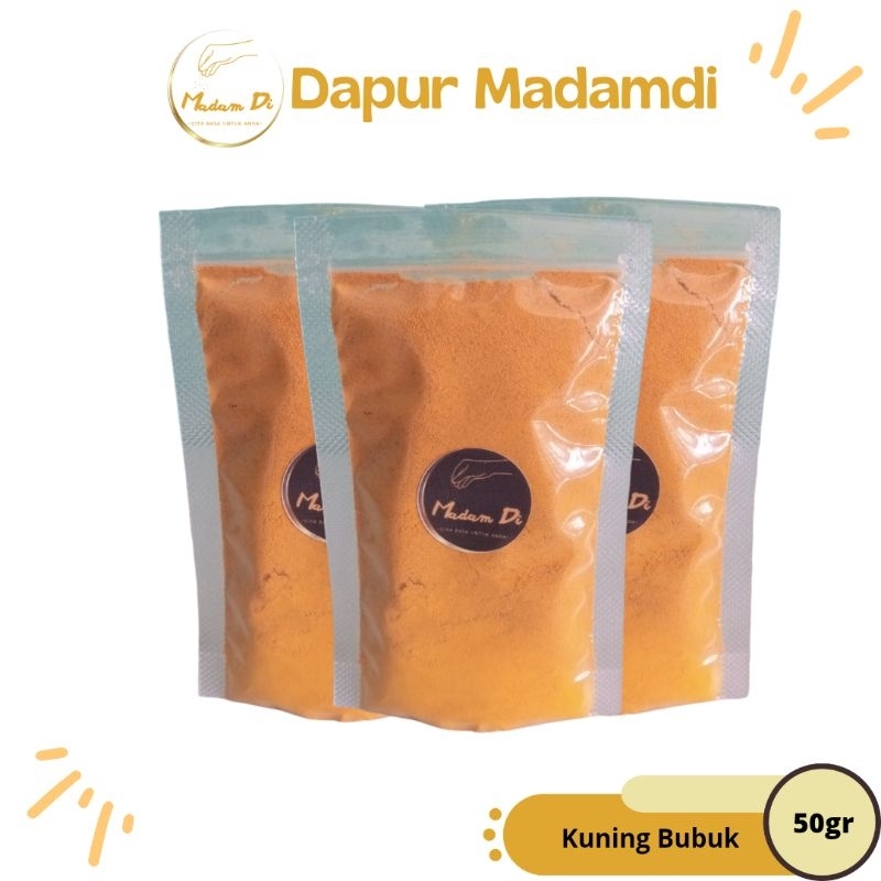 

Kuning Bubuk Kunyit serbuk murni 50gr premium dapur madam di.