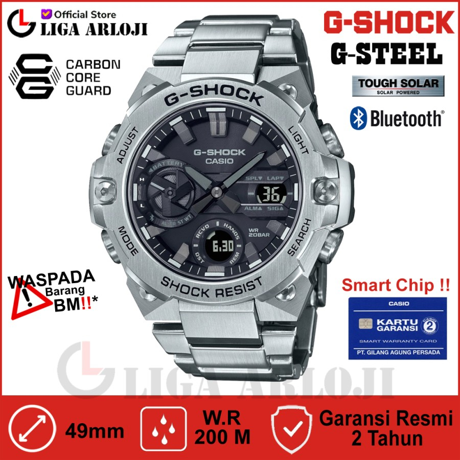 CASIO G-SHOCK GST-B400D-1ADR - Jam Tangan Pria - G-STEEL - Stainless Original-Garansi Resmi