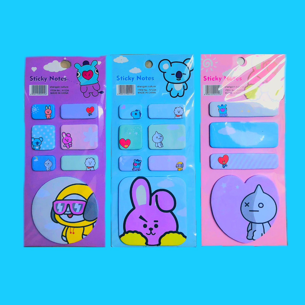 

Sticky Notes BTS/BT21 Label Nama Pembatas Buku Halaman Memo Army Penggaris Lucu