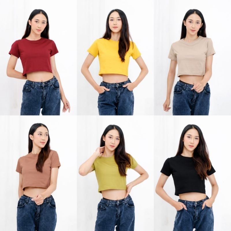 Kaos Crop Top Baju Kaos Crop Wanita Atasan Cewek Kekinian Crop Top Korea