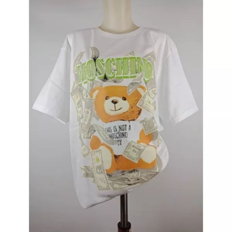 tshirt kaos moschino dollar bear premium moschino animasy atasan lengan pendek unisex original brand