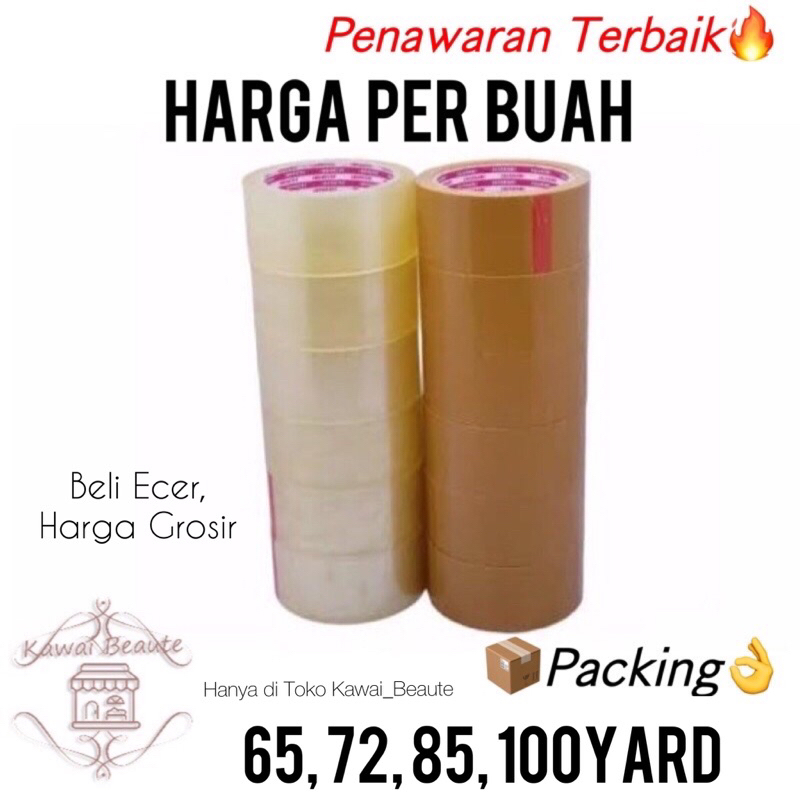 

Lakban 65, 72, 85, 100Yard / Isolasi Bening & Coklat Packing Dus Paket