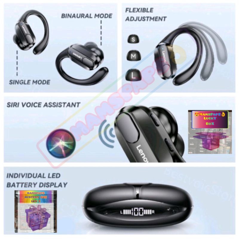 LENOVO LIVE PODS XT80 TWS SPORTS BLUETOOTH HEADSET EARBUDS WITH EARHOOKS