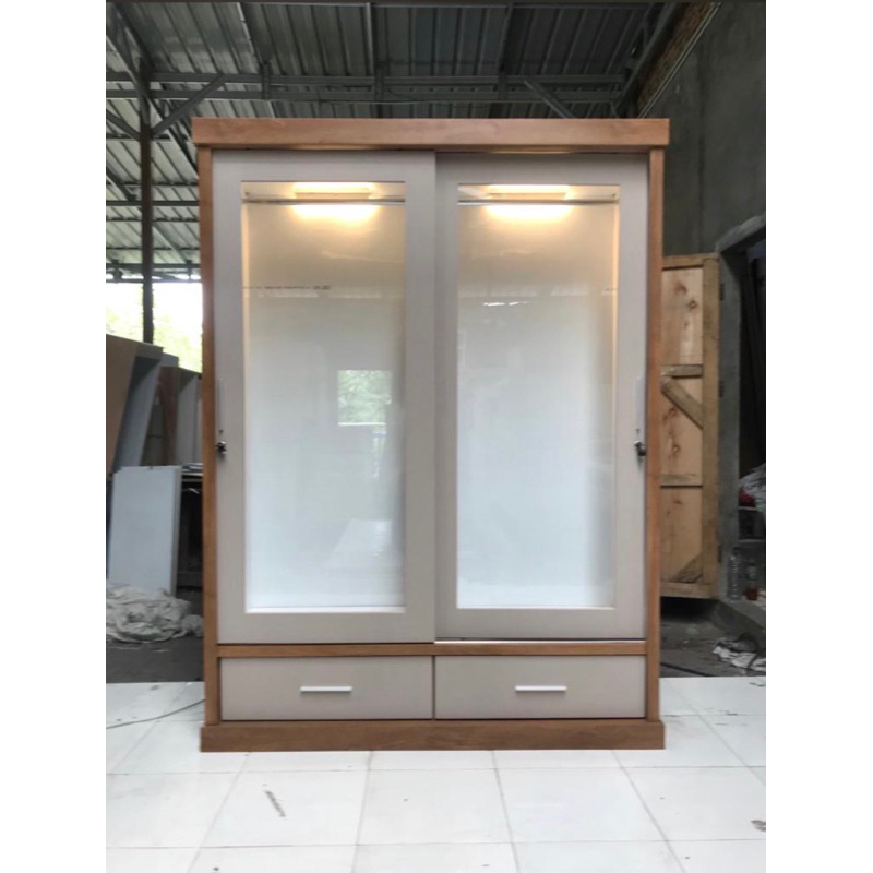 Lemari Pakaian HPL Sliding Lampu