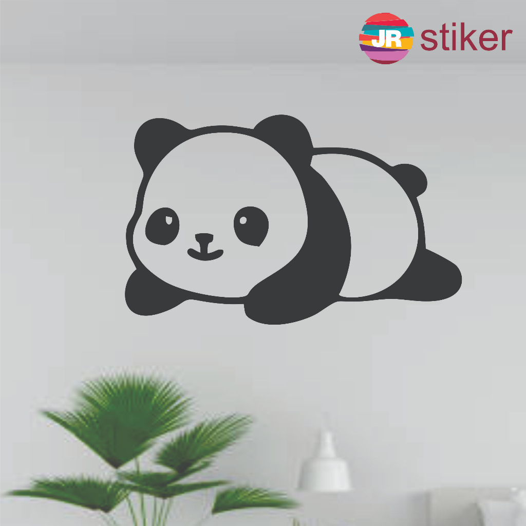Wall stiker cutting panda cute untuk helm, motor, mobil, dinding, kaca (BISA CUSTOM UKURAN LEBIH BES