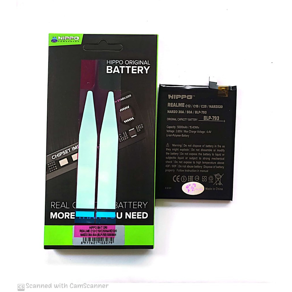 Batera Hippo Realme NARZO 20 / NARZO 30A / NARZO 50A BLP-793 5000 mAh Garansi Resmi