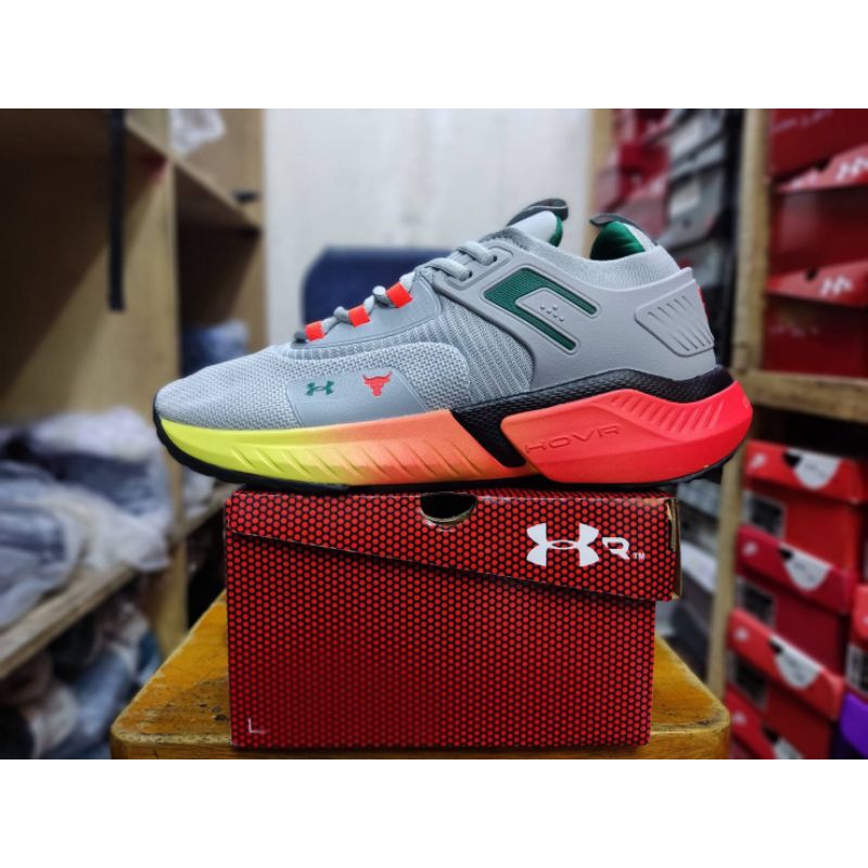 Sepatu 100% Original Vietnam | Sepatu Hovr Rock Projek 5 Grey Red Made in Vietnam | Sepatu training 