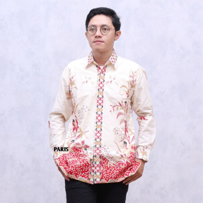ATASAN KEMEJA BATIK PRIA COWOK PRIMIS UNGGUL JAYA MERAH PUTIH MOTIF BUNGA BIG SIZE JUMBO M L XL XXL 