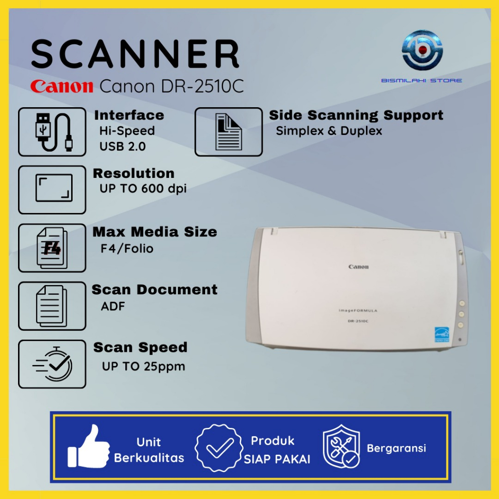 

Scanner Folio Canon DR-2510C Dengan Speed Hingga 25 PPM