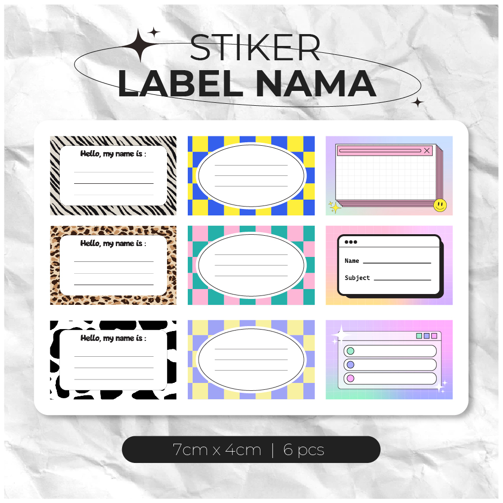 STIKER LABEL NAMA BUKU  STIKER KOTAK NAMA AESTHETIC
