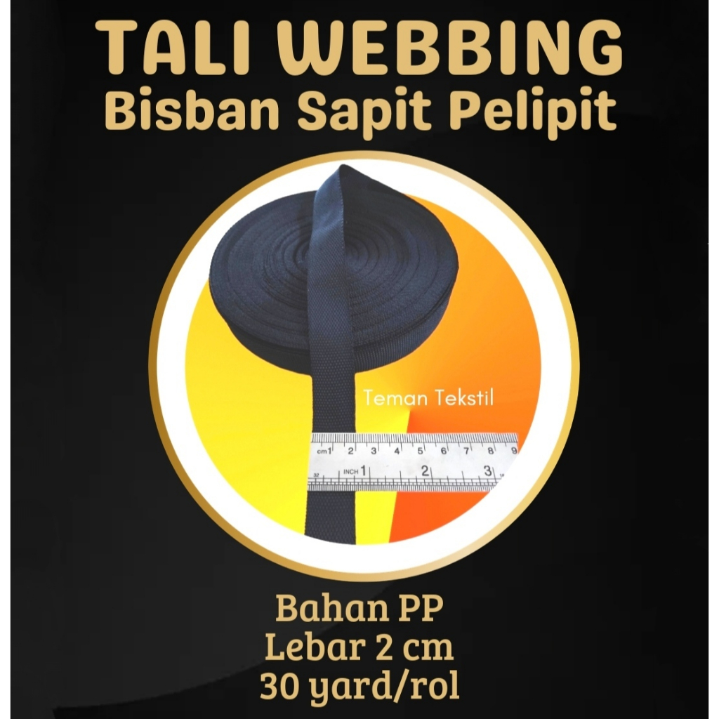 

TERMURAAHH!! TALI WEBBING/TALI PITA BISBAN SAPIT PELIPIT 2cm - ROL - BLACK