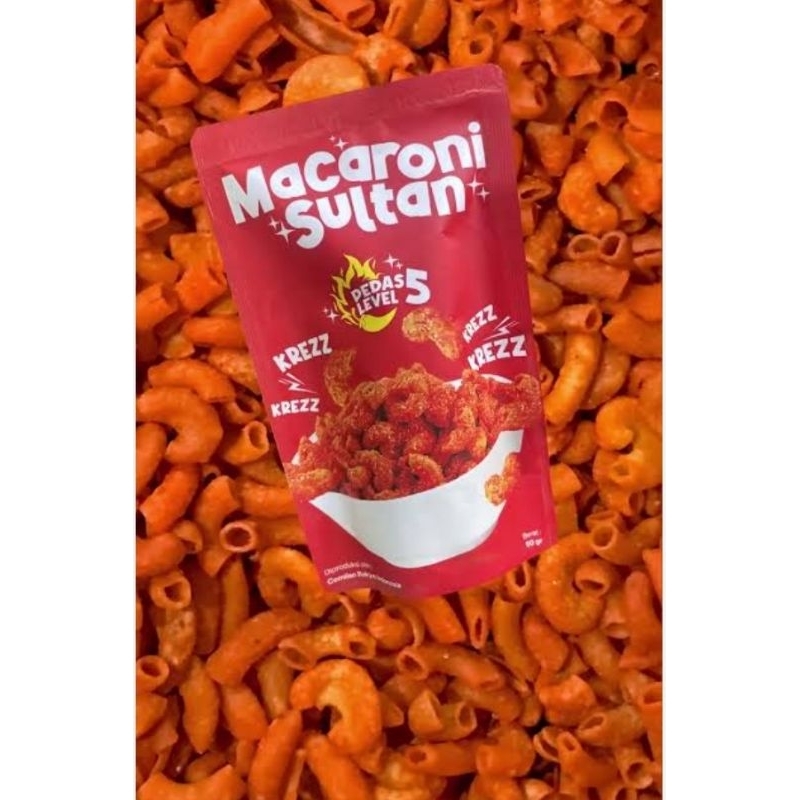 

Macaroni Sultan Rasa Pedas Level 5 (50 gram) Jajanan Viral Renyah Gurih Cemilan Kekinian Snack Keluarga Indonesia