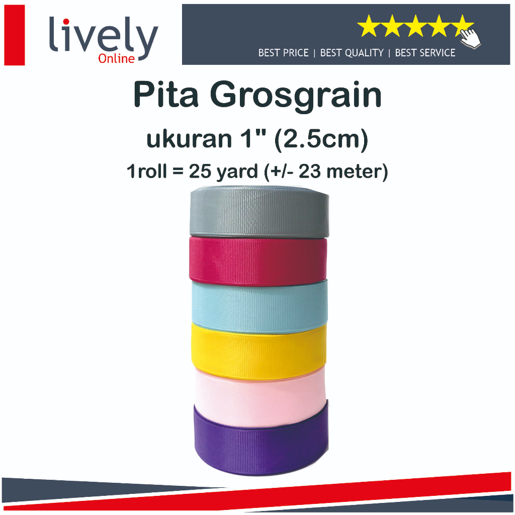 

Pita Grosgrain Ukuran 1 inch (2,5 cm) Premium Taiwan