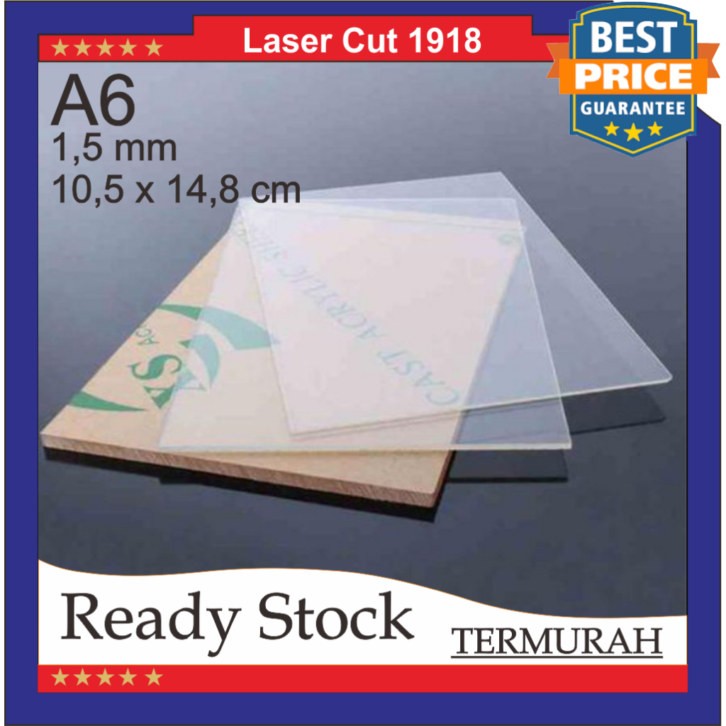 AKRILIK lembaran 1.5mm A6 / Akrilik bening