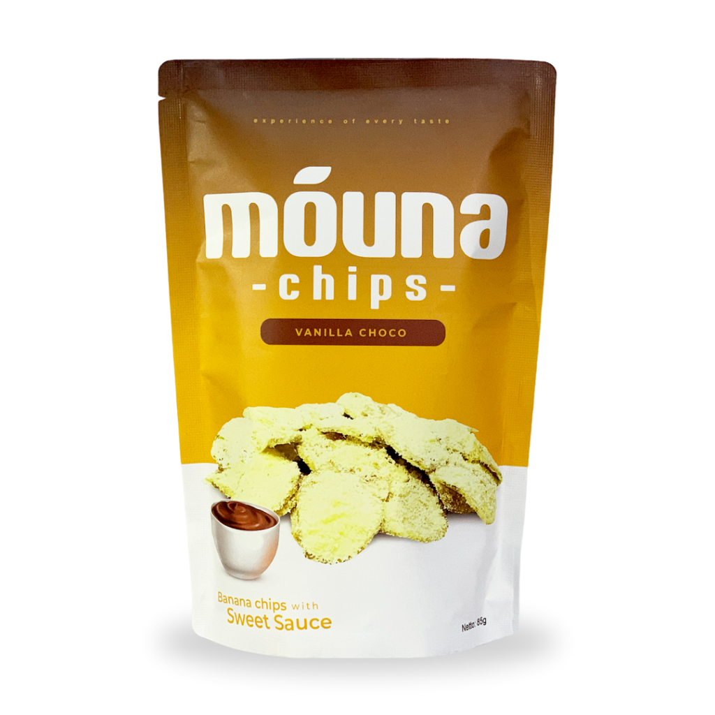 

Vanilla Choco | MOUNACHIPS Keripik Pisang Vanilla dengan Saus Coklat