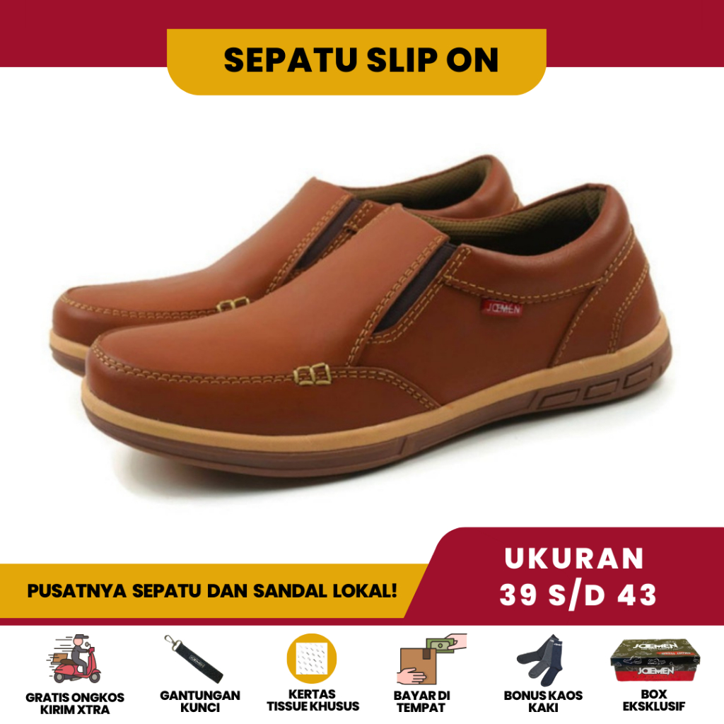Palapa Sepatu Sendal Sandal Slip On  Joemen J 21 J21 Pria Tanpa Tali Santai Dewasa Casual Full Black
