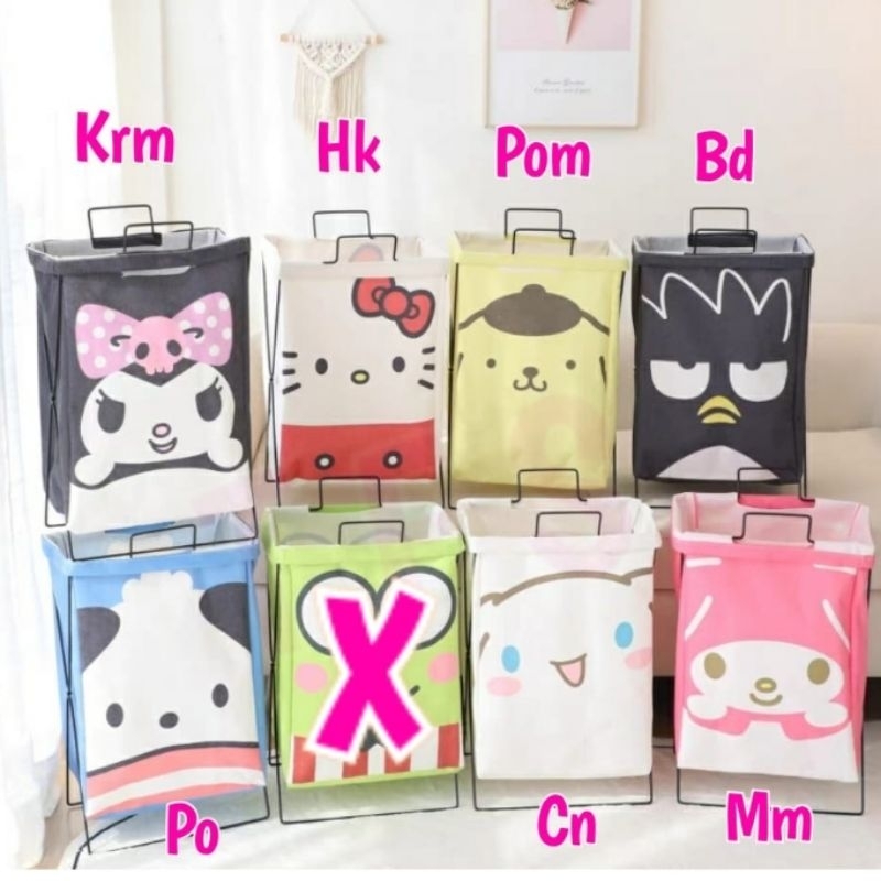 CL Keranjang laundry Kuromi Cinnamoroll My Melody Hello Kitty Pompompurin Pochacco Badtz Maru head
