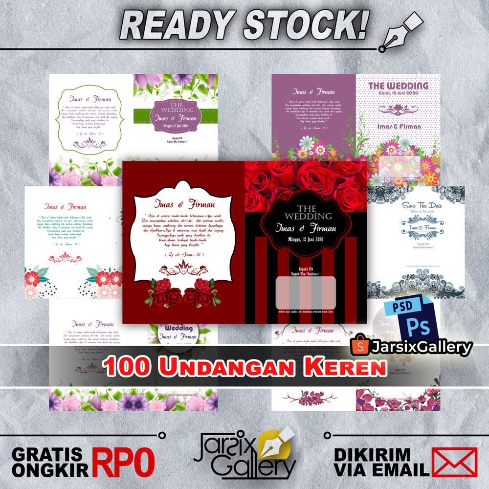 [JarsixGallery] 100+ Template Undangan Pernikahan PSD Photoshop
