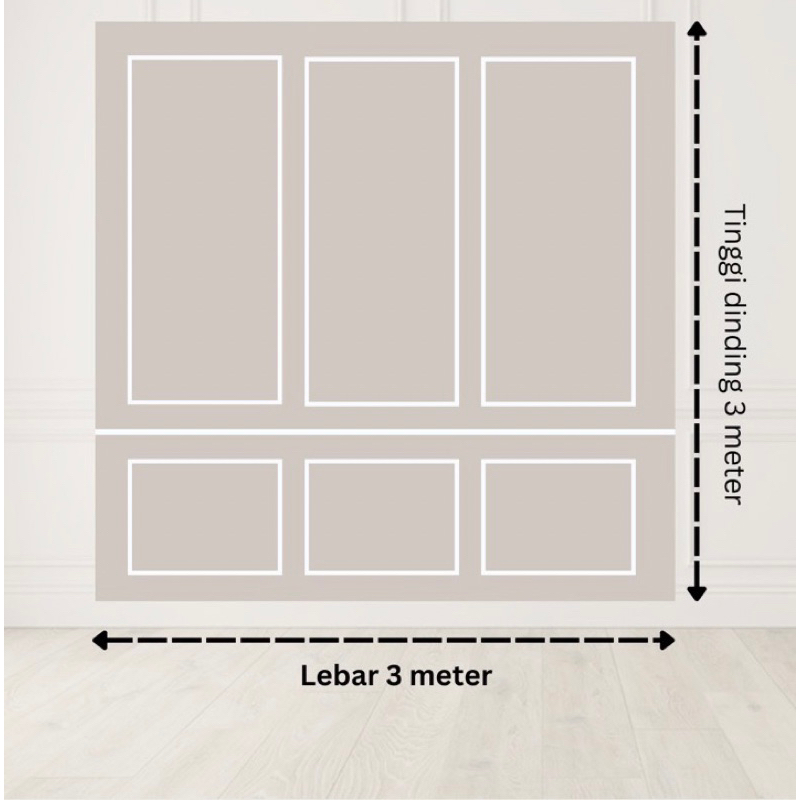 (GRATIS LEM) PAKET SET WALL MOULDING KAYU DAN PVC 3M X 3M TERMURAH COD/Kaca Cermin Dekorasi Hiasan D