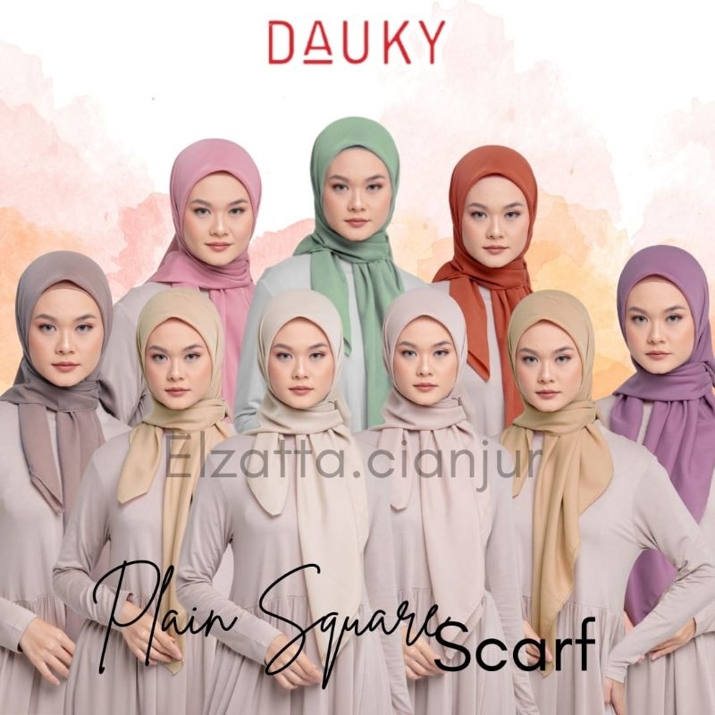 ELZATTA DAUKY HIJAB SEGI EMPAT PLAIN SQUARE SCARF KERUDUNG ELZATTA BAHAN POLYESTER JILBAB ELZATTA SE