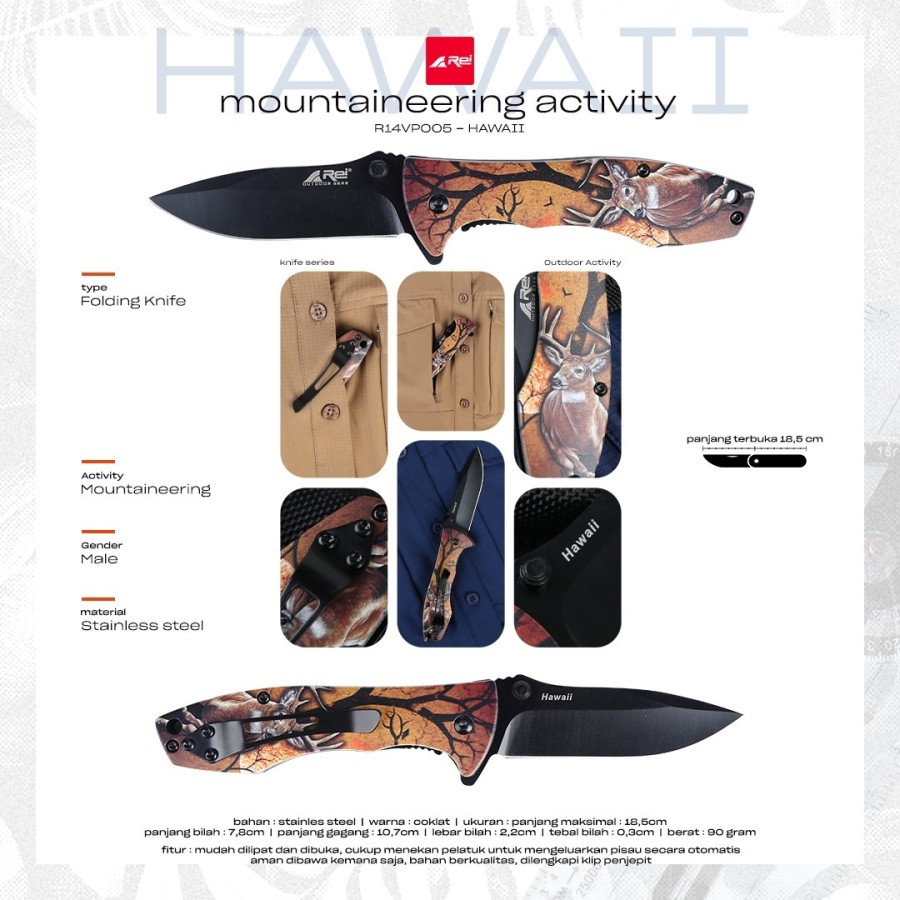 Pisau Hawaii Knife Arei Outdoorgear Pisau Lipat