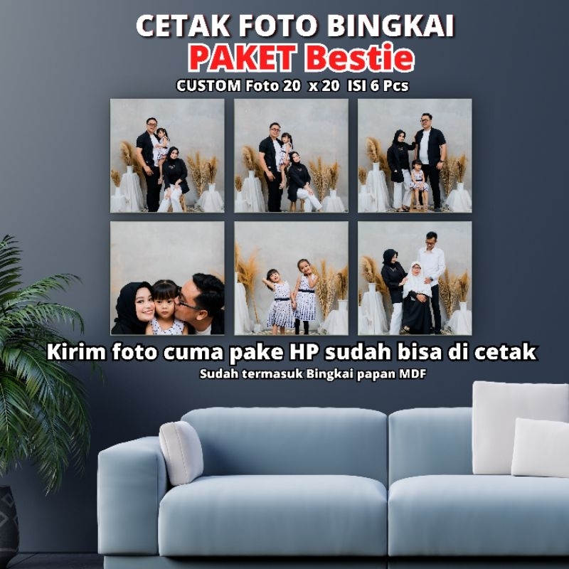 6pcs 8R cetak foto bingkai MDF 20 x 20 cetak foto murah / cetak foto bingkai murah