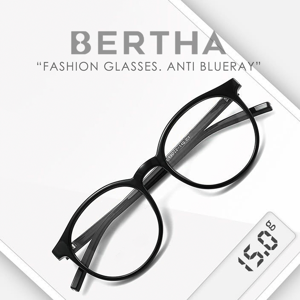 Bertha Frame Kacamata Terbaru Model Oval Anti Radiasi Blueray Fashion Pria Wanita Bisa Minus Antirad