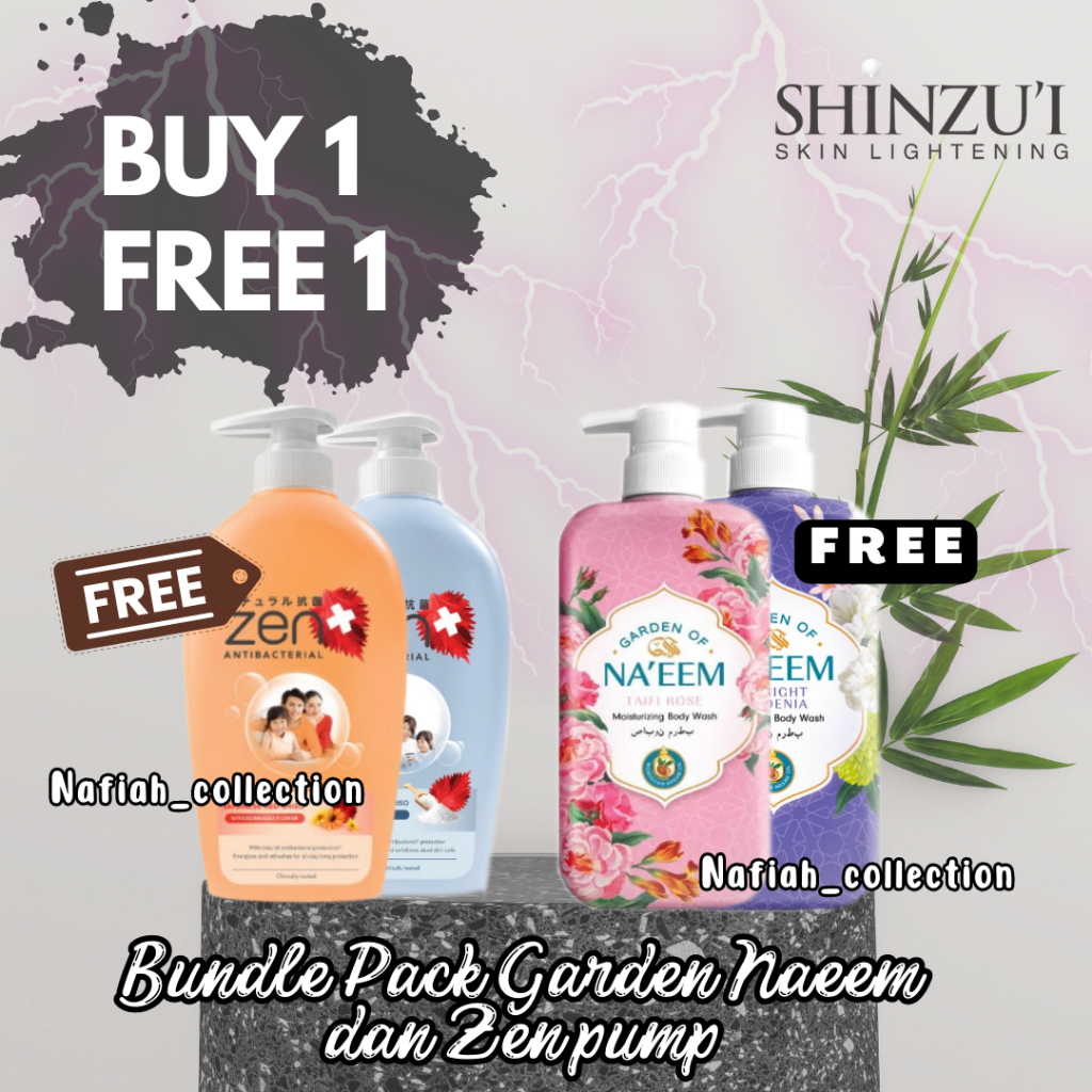 Zen Body Wash Pump 480 ml [BELI 1 GRATIS 1] Sabun Mandi Cair 480 ml Garden Of naem