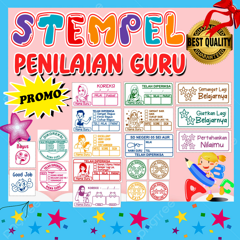

stempel penilaian guru/stempel koreksi/stempel reward/stempel checked