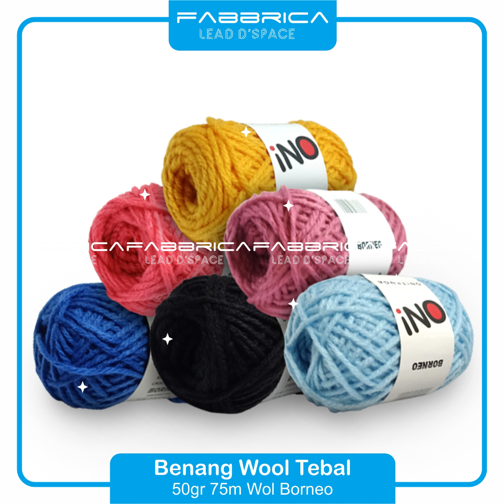 Fabbrica - Benang Rajut Wol Tebal Wool 50gr Borneo Onitsuga Acrylic Untuk Karpet Punch Needle Amigur