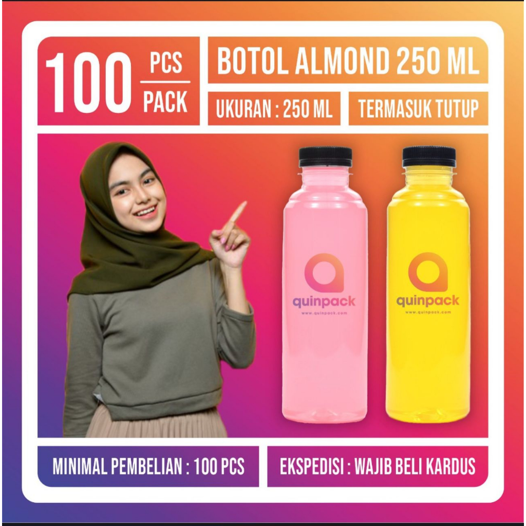 Botol Almond 250ML - Botol Almond Plastik 250ML - Kale Cantik Pir