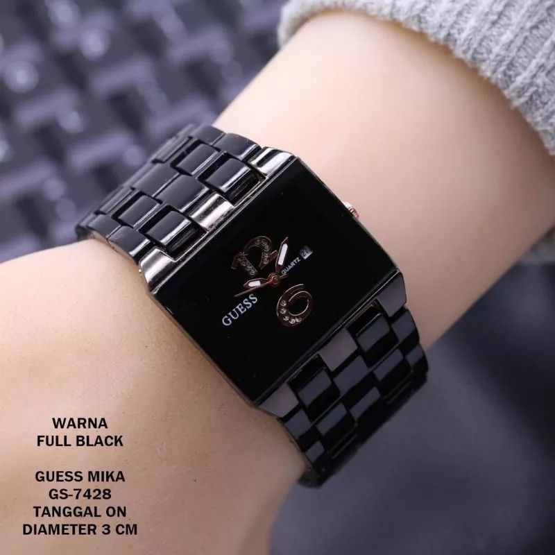 JAM TANGAN WANITA FASHION RANTAI MIKA ANALOG TANGGAL AKTIF